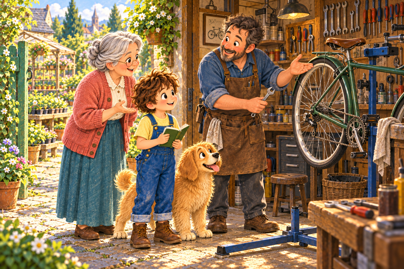 The nursery and neighboring bicycle repair shop are two different businesses.