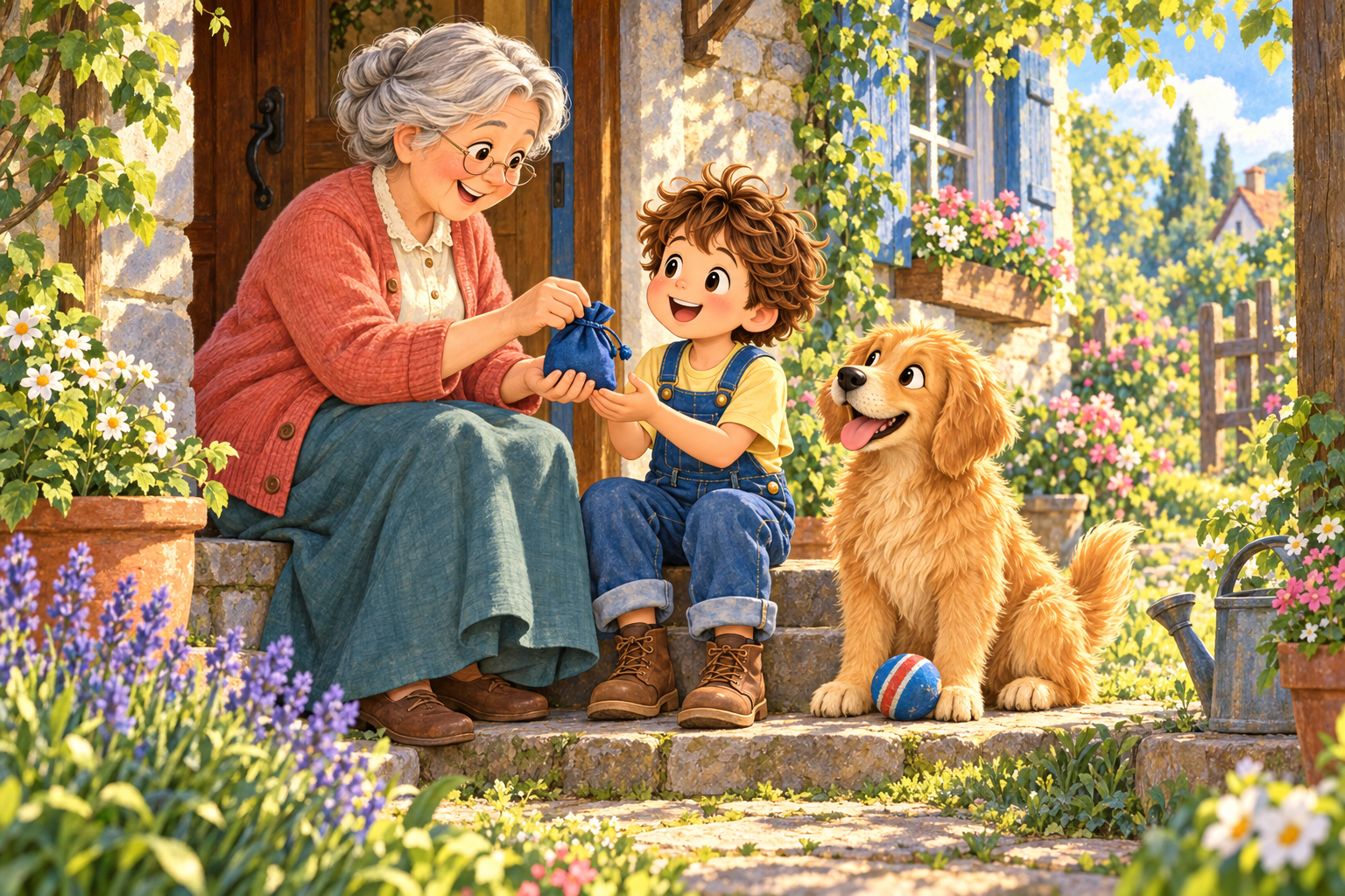 Alex, Buddy and the ten coins at the beginning of their story.
